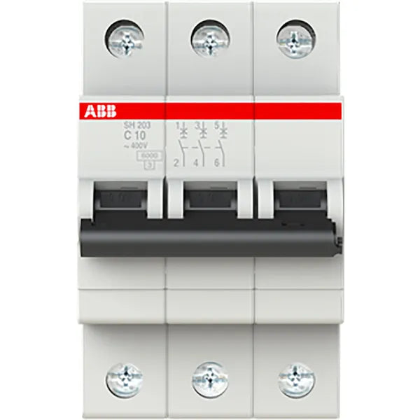Automatsäkring / dvärgbrytare 3 pol, 6kA, C10A, ABB