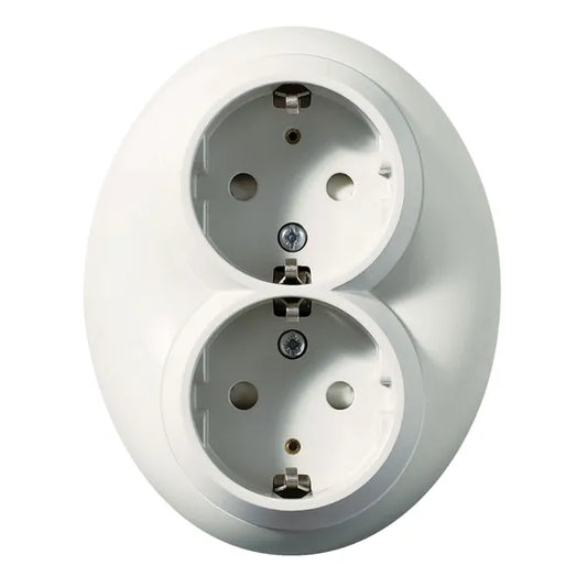 Renova vägguttag 2-vägs jordat Schneider Electric med klor infälld max 16A IP20 skruvanslutning Blisterpack (BP) Vit med ram