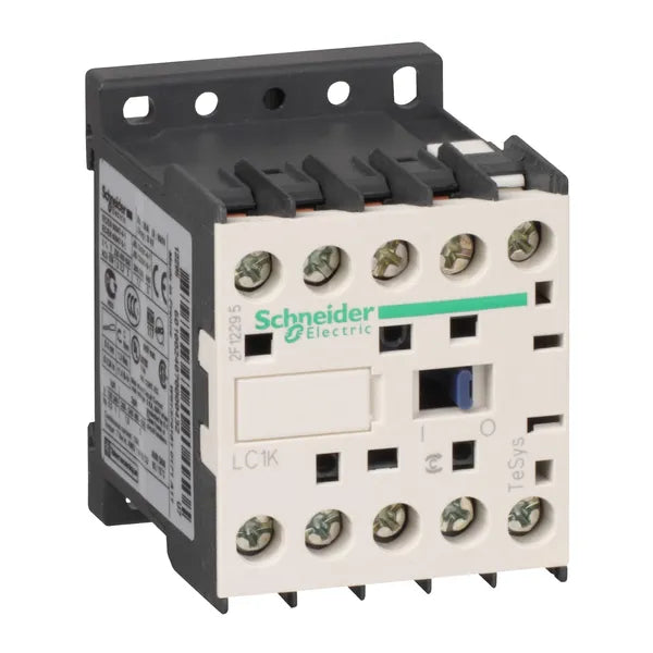 Kontaktor mini, TeSys K, 3 polig (1 slutande hjälpkontakt), AC3 9A 4k W, 220/230VAC, Schneider