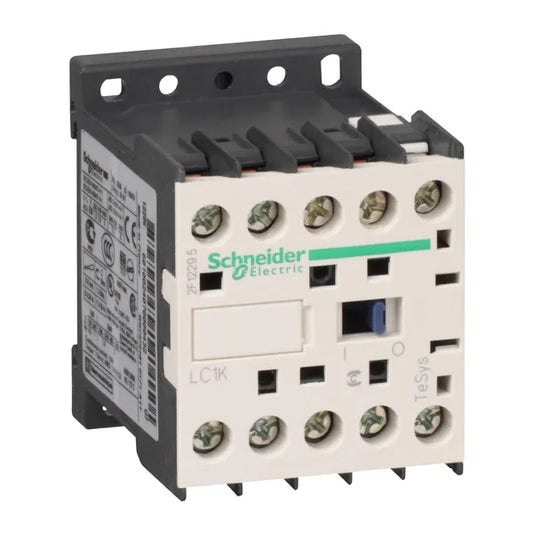 Kontaktor mini, TeSys K, 3 polig (1 slutande hjälpkontakt), AC3 9A 4k W, 220/230VAC, Schneider