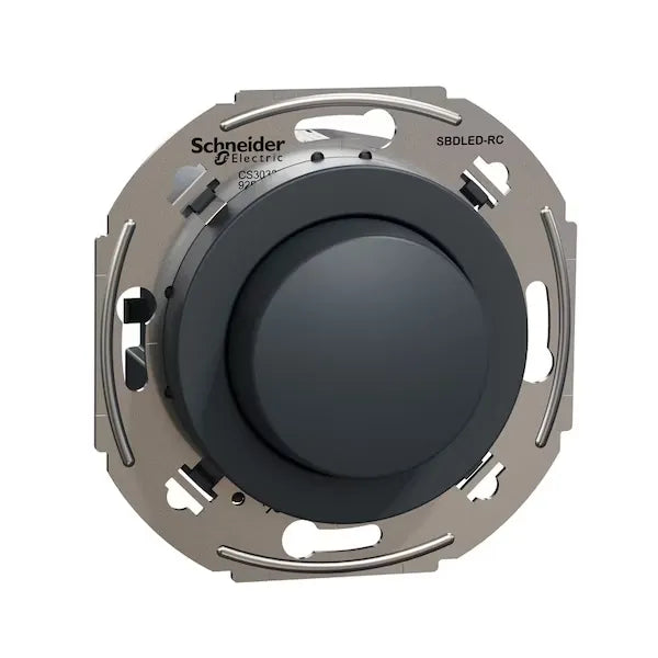 Renova dimmer för LED. Dimmerfunktion via vred.Trappfunktion. Bakkantstyrd (RC) LED 1-200VA . Glödljus 1-370W. Infälld. Svart utan ram