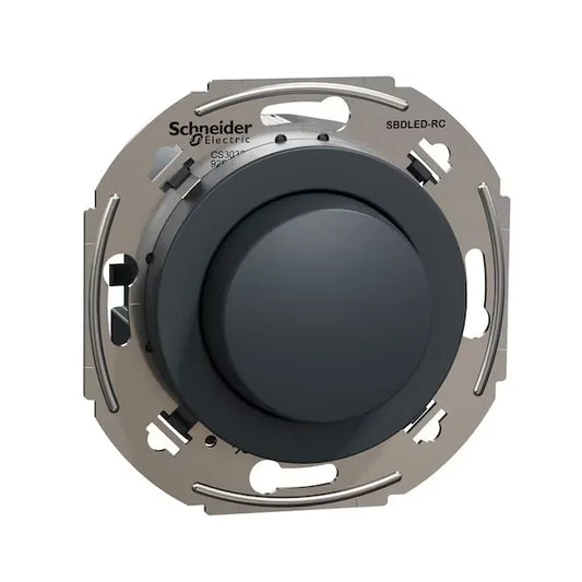 Renova dimmer för LED. Dimmerfunktion via vred.Trappfunktion. Bakkantstyrd (RC) LED 1-200VA . Glödljus 1-370W. Infälld. Svart utan ram