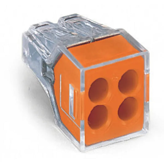 Toppklämma för kopplingsdosor, 4 ledare, transparent/orange. 100 st, Wago