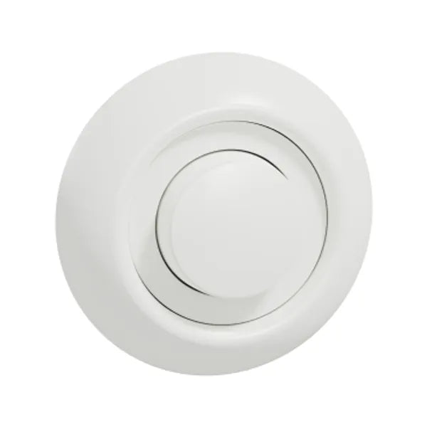 Renova dimmer för LED. Dimmerfunktion via vred. Trappfunktion. Bakkantstyrd (RC) LED 1-200VA . Glödljus 1-370W. Infälld. Vit med ram. Blisterpack BP.