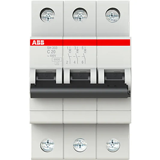 Automatsäkring / dvärgbrytare 3 pol, 6kA, C20A, ABB