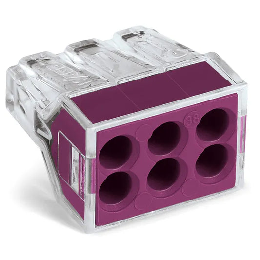 Toppklämma för kopplingsdosor, 6 ledare, transparent/lila. 50 st, Wago
