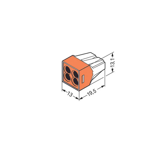 Toppklämma för kopplingsdosor, 4 ledare, transparent/orange. 100 st, Wago
